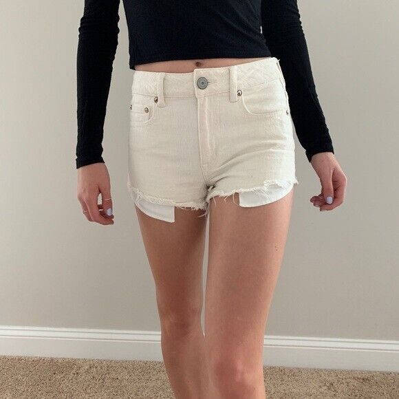 AMERICAN EAGLE Denim Jean Shorts  Womens 4  Hi-Rise Festival  Stars & Stripes - Picture 11 of 12